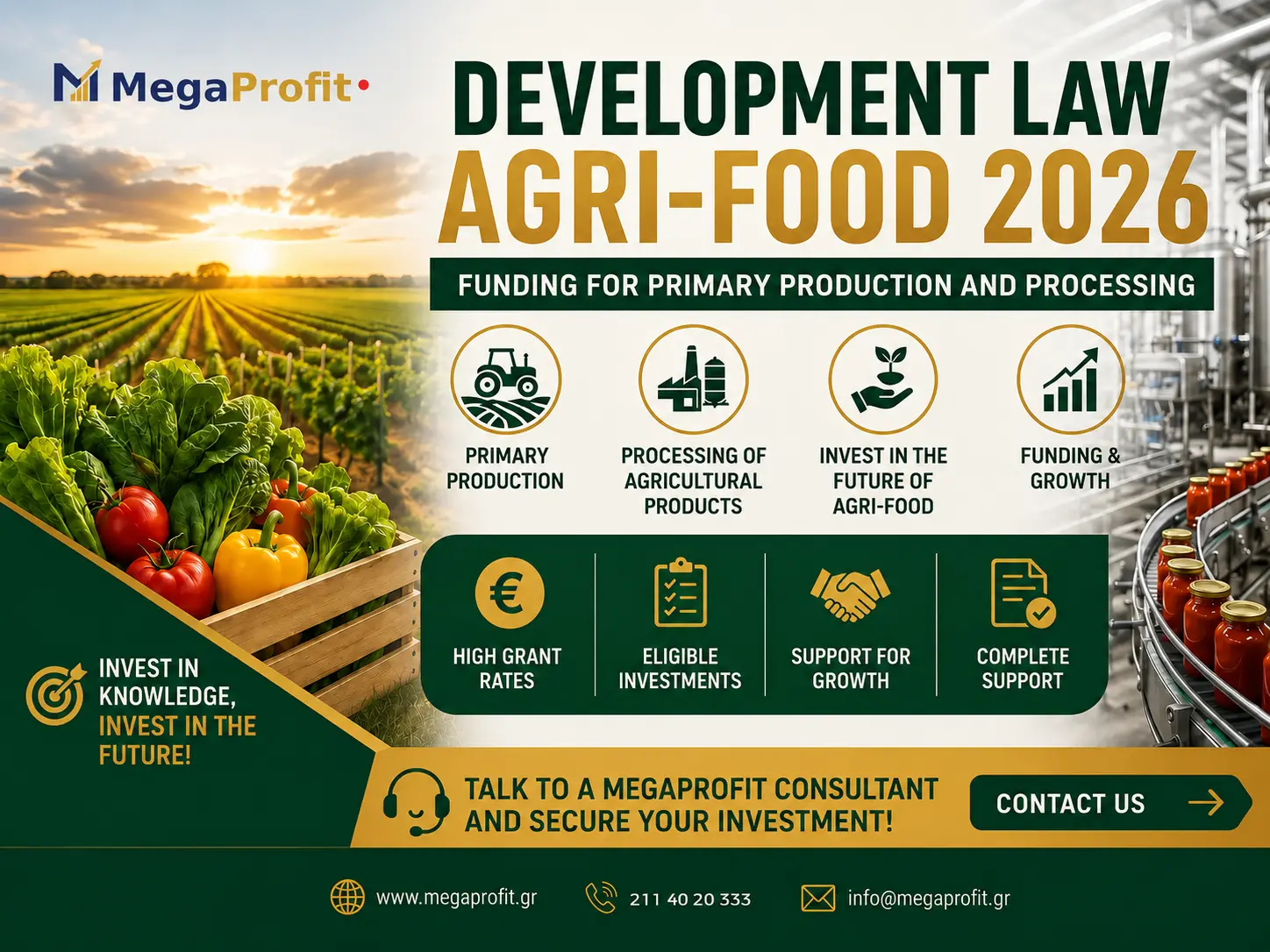Primary Production Grant under the Development Law – Agri-Food 2026